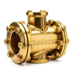 Golden Cross Section of Industrial Pipe Connector With Nuts and Bolts