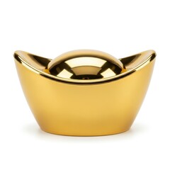 Golden Chinese Yuan Bao Ingot on White