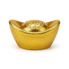 Traditional Chinese Gold Ingot on White Background