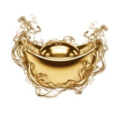 Golden Chinese Ingot Wrapped in Smoke