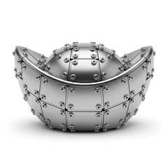 Silver Metallic Bowl With Plates and Screws