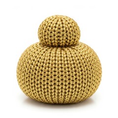 Golden Yarn Ball Stack Isolated on White