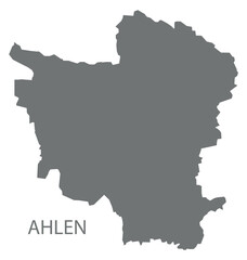 Ahlen city map with boroughs grey illustration silhouette shape