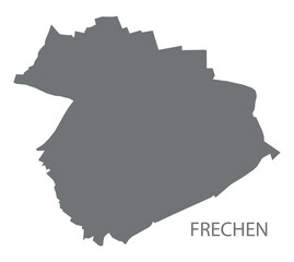 Frechen city map with boroughs grey illustration silhouette shape