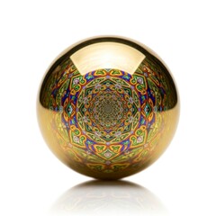 Glass Globe With Complex Kaleidoscope Pattern Reflection on White
