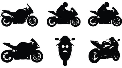 Obraz premium Motorcycle silhouettes in various riding positions and views