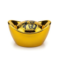 Golden Chinese Ingot With 'Fu' Character for Good Luck