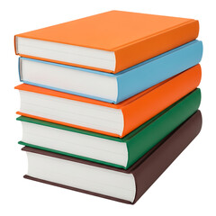Stack of colorful books isolated on transparent background