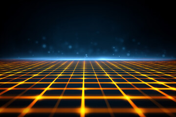 Vibrant grid pattern with glowing yellow lines on dark background