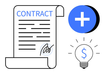 Obraz premium Contract concept. Highlighting signed agreements for business, financial innovation, and idea development. Contract boosting trust, partnerships, and financial growth. For legal, business startups