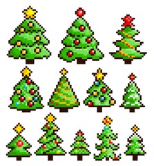 The set of pixel Christmas trees.

