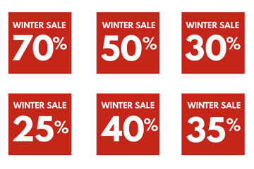 Winter sale tags, set of discount labels