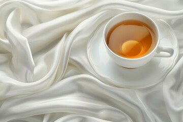 Cozy minimalist background featuring warm beverage with soft creamy tones and abstract textures