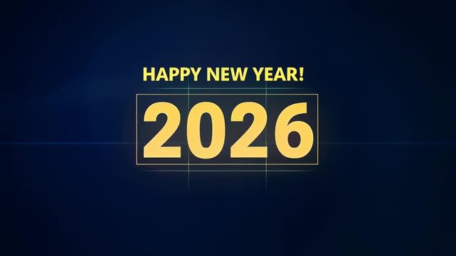 Frames starting gold numerals 2026 shifting over Europe map with teal lights showing HAPPY NEW YEAR
