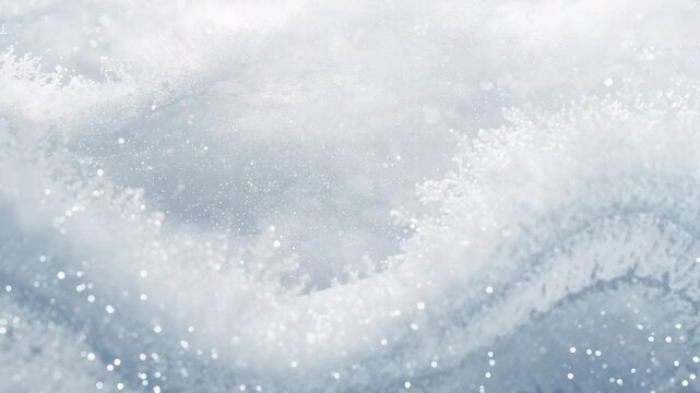 Shimmering undulating snow formation shifting under soft diffuse light with light snowfall starting