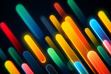 Vibrant multicolored glowing bars on dark background for tech design