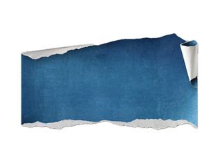 Obraz premium Torn peace of paper on background. Ripped blue paper sheets png isolated on transparent background.