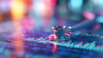 Stethoscope on digital data display in a health analysis setting