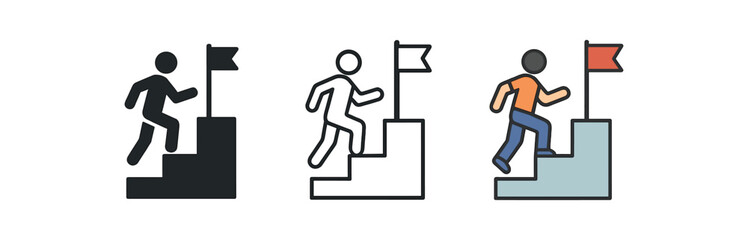 motivation person climbing abstract steps to goal