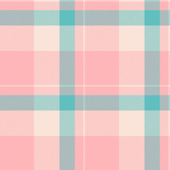 Cosy textile plaid seamless, subtle check vector pattern. Tradition tartan texture fabric background in light and teal colors.