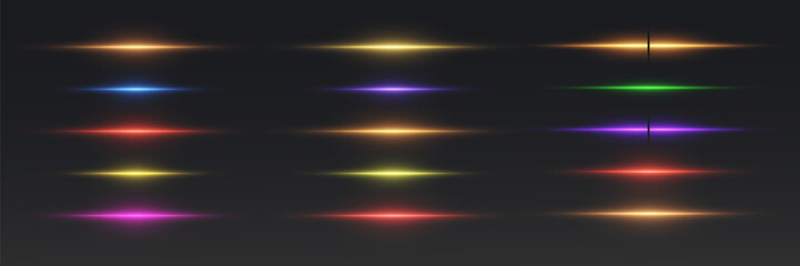 Futuristic high speed light lines of bright neon colors on a dark background.