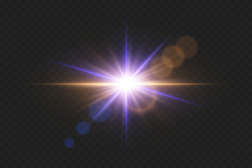 Flash of light with luminous reflections, flickering effect.