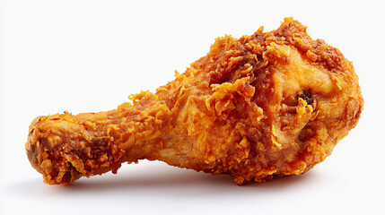 Crispy fried chicken leg on white background ready to eat