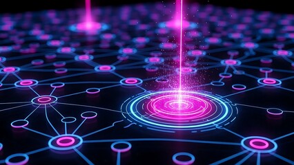 Abstract visualization of a high-speed data transfer or centralized network processing hub.