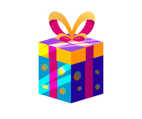 Vibrant multicolor neon gift box with ribbon bow for celebration and festive gifts for joyful occasions decor