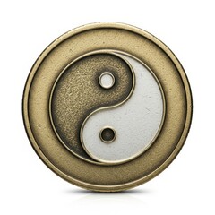 Yin Yang Symbol Bronze Metallic Style Isolated