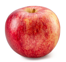 Ripe red apple with yellow spots on white background. File contains clipping path.