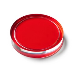 Red Liquid in a Round Acrylic Container on White