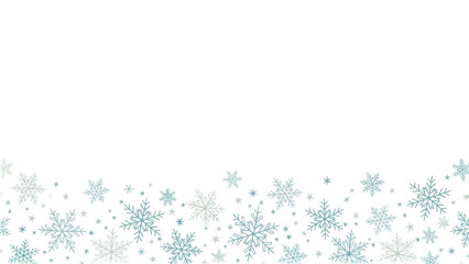 Isolated seamless border with light cyan snowflakes for holiday card or banner design