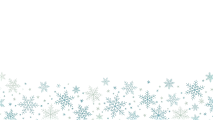 Isolated seamless border with light cyan snowflakes for holiday card or banner design