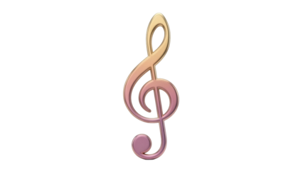 Isolated golden treble clef represents music and melody, for song score creation projects
