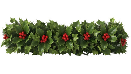 Isolated Christmas decorative holly berry arrangement, holiday garland, seasonal ornament