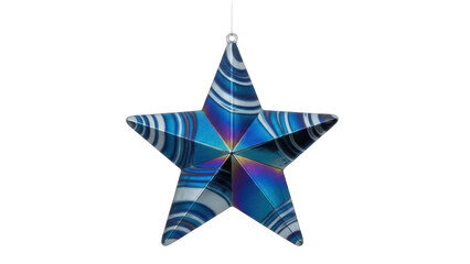 Isolated Christmas star decoration with colorful swirls, holiday ornament for celebrations