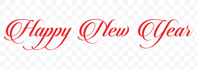 Handwritten cursive brush stroke lettering of Happy New Year, black on white background, vector calligraphy for greeting card or banner. Design template Celebration typography poster, greetings card © Hike Studio 786