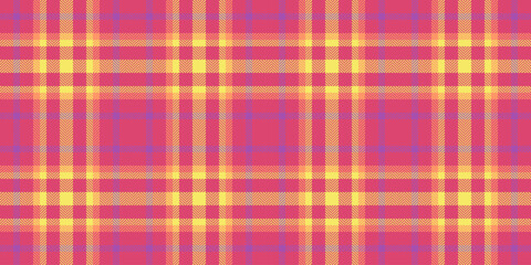 Teenager seamless pattern vector, patterned background check texture. Vichy fabric tartan plaid textile in red and yellow colors.