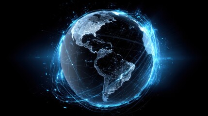 Futuristic 3D Model of Earth with Digital Connections Depicting Global Communication and Network Technology