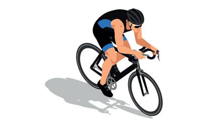 Obraz premium Cyclist in motion: dynamic isometric design of athlete riding bicycle for time trial