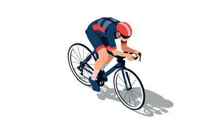 Obraz premium Cyclist in speed pose with dynamic shadow on white background