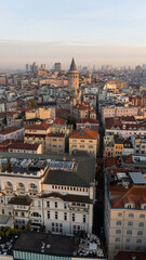 Fototapeta premium Istanbul city skyline with galata tower at sunrise