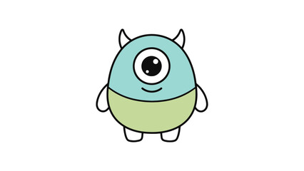 Cute cartoon monster with one eye smiling