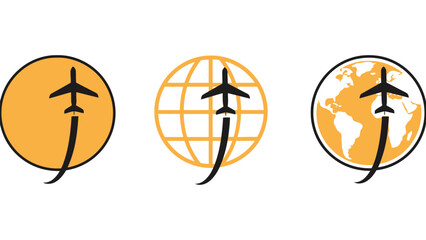 Airplane icons for global travel and transportation