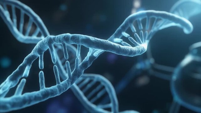 A digital representation of a DNA double helix structure.