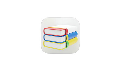 Stack of Colorful Books Icon on White Background