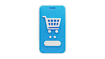 Smartphone with Shopping Cart Icon for Online Shopping