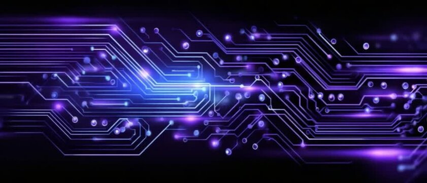 Cybernetic Symphony: An intricate network of circuitry pulses with vibrant light, symbolizing the interconnected world of technology, data, and information.