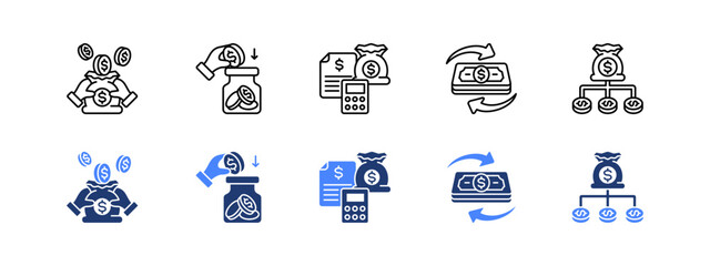 Wealth Building Process with two styles, line and duotone icon.